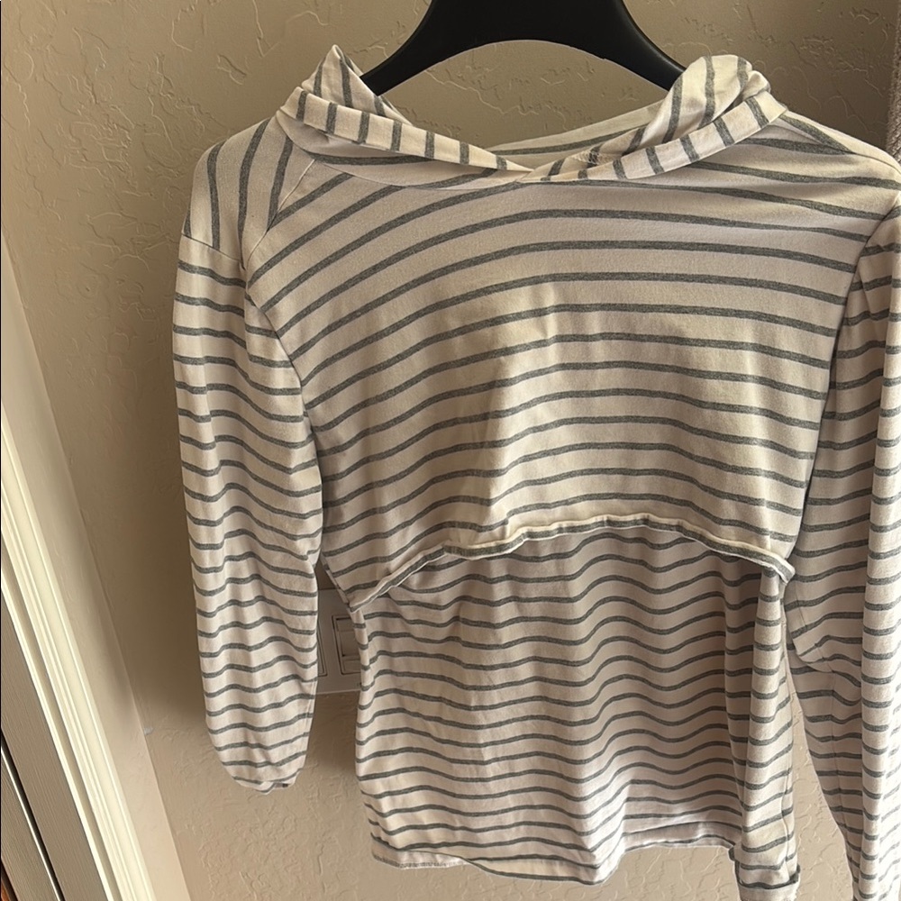 Nursing Striped Gray and White Women's Top